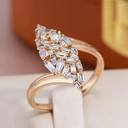 Cluster Rings JULYDREAM Full Square Zircon Inlay 585 Gold Colour For Women Vintage Classic Geometric Jewellery Wedding Fashion Accessories
