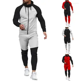 Men's Tracksuits Autumn And Winter Casual Sports Set For Men Fashion Patchwork Outdoor Tracksuit Colour Matching 2Pc Outfits Male Clothing