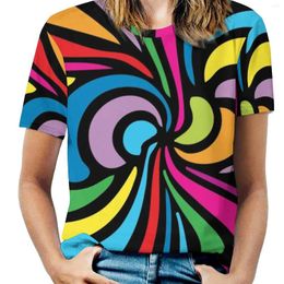 Women's T Shirts Hippie Abstract Swirl Pattern Women T-Shirt Crewneck Casual Short Sleeve Tops Summer Tees Patterns