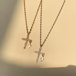 Pendant Necklaces 1 Solitaire Moissanite Cross Pendants For Women Solid 925 Sterling Silver Handmade Luxury Necklace Engagement