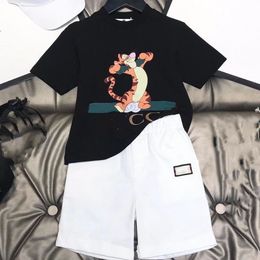 New Brand Summer Clothing Sets Boys T-Shirt Cartoon Animal Print Designer Kids Clothes Girl Sports Two-piece Round Neck Short sleeve Pants 2-14 Years