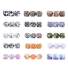 Other 14Mm Hexagon Sile Beads Food Grade Terrazzo Leopard Print Teething Baby Chewable Teether Diy Pacifier Chain Necklace C Dhgarden Dhp5F
