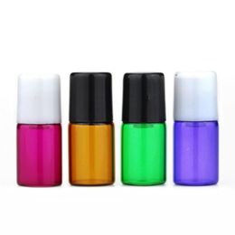 Hot 1200Pcs 2ml Empty Mini Roll-On Glass Bottles WITH Metal Roller Ball Red Purple Blue Green Amber Clear Essential Oil Sample Bottles Jnbi