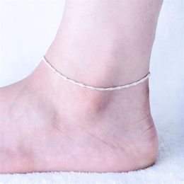 Retail 3pcs 925 sterling Silver Anklet Unique Nice Sexy Simple Beads Silver Chain Anklet Ankle Foot Jewelry277E
