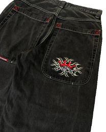 Y2K Brief bestickt JNCO Jeans Hip Hop Baggy Jeans schwarze Hosen Männer Frauen Harajuku Mode hohe Taille breite Beinhose 231220