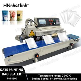 Semi-Automatic Inkjet Printing Bag Sealing Machines with Date Batch Coder Printer for Plastic Aluminium Foil Bag Packaging Machine PM1800