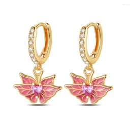 Dangle Earrings Exquisite 925 Sterling Silver Early Spring Pink Butterfly K Gold Two Piece For Women's Camping Jewellery Accessories