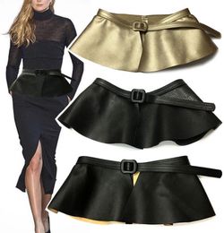 Belts 2022 Trending Woman Wide Gold Black Corset Belt Ladies Fashion Ruffle Skirt Peplum Waist Cummerbunds For Women Dress7047116