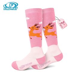 Findway Children Ski Socks Thick Snowboard Skiing Girls and boys Moisture Absorption High Elastic Thermal Snow Sports 231221