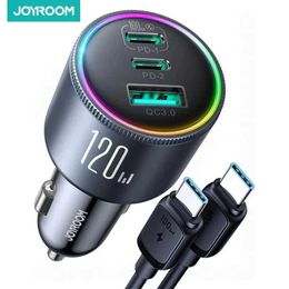 New 120W Car Charger USB C 3 Port Car Phone Charger Fast Charging Multiple Devices PD 100W 35W QC 3.0/4.0