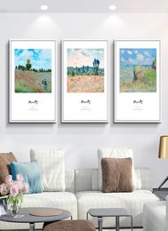 Paintings Monet Oil Painting Nordic Art Poster Including Grass Snow Seaside Canvas Mural Living Room Bedroom Modern Decorat9339360