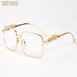 with box 2019 fashion sunglasses gold silver alloy metal leopard frame men women buffalo horn glasses clear lens sun glasses240y