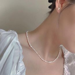 Pendants Strong Light Freshwater Shaped Baroque Small Collarbone Necklace Women's American Production 14K Gold-Plated Pearl