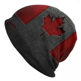 Berets Retro Fashion Hats Canadian Flag Stone Texture Bonnet Hat Skullies Beanies Caps