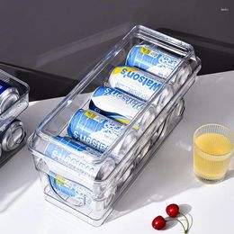 Kitchen Storage PET Refrigerator Box Automatic Rolling Beer Cola J Cans Beverage Double-layer Rack