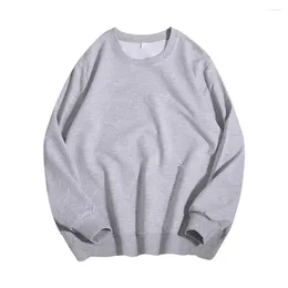 Men's Hoodies Cold Weather Men Sweatshirt Round Neck Solid Color With Elastic Cuff Casual Spring Pullover Soft Daily For Fall