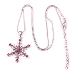 X7 Silver Tone Crystal Snow Pendant Necklace 18 Snowflake Winter Christmas Holiday Jewelry Drop 2549