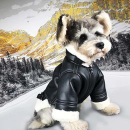 Dog Apparel Warm Winter Leather Clothing Motorcycle Jacket Small Teddy Trench Coat Overall Pet Costume Dressing Gown Gabardina Perro