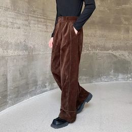 Men's Pants SYUHGFA Clothing 2023 Autumn Winter Thickening Corduroy Wide Leg Korean Causal Loose Straight Trousers For Male