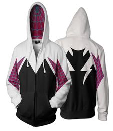 Hooded Halloween 3D Printed Spider Gwen Stacy Spider Hoodies Unisex Streetwear Men039s Casual Zip Up Sweatshirt Costume Coat3218076