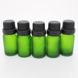 768Pcs/Carton 10ml Green Glass Dropper Bottles Frosted Eliquid Bottles 10CC with Big Head Tamper Lids for Aromatherapy Perfume Wstst