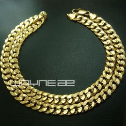 18k yellow gold GF mens womens solid chain Necklace w curb ring link N222248K