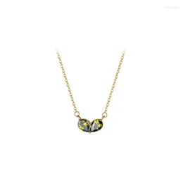 Pendants Real. Sterling Silver 925 Fine Jewellery Olive Green Heart Love Pendant Necklace Charms C-D8601