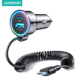 New 3 Ports LED Car Charger USB TypeC 60W Universal Car Charger with 1.5m Extension Cable QC 3.0 PD 3.0 Fast Charger Adapter