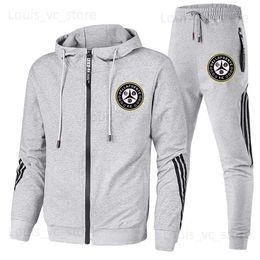 Men's Tracksuits Dellafuente Zipper Hoodies + Pants 2 Pieces Set Men Fashion Casual Gym Fitness Sweatshirts Outdoor Exercise Sportsweat Suits T231221