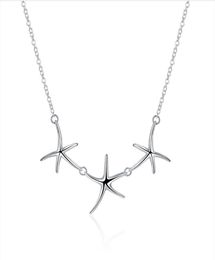 Plated sterling silver necklace 18 inches Three starfish pendant necklace DHSN124 925 silver plate Pendant Necklaces jewelry7985375