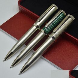 Ballpoint Pens Wholesale Limited Edition Santos-Dumont Pen High Quality Sier Black Metal Ball Writing Smooth Office School Supplies Dhuz3