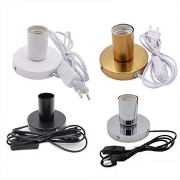 Other Janitorial Supplies Wholesale Polished Metal Desktop Lamp Base 180Cm Cord E27 Holder With On/Off Switch Eu Us Plug In Screw For Dh8D0