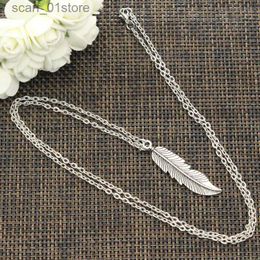 Waist Chain Belts New Fashion Necklace Feathers Tree Leaf 45x11mm Silver Color Pendants Short Long Women Men Colar Gift Jewelry ChokerL231221