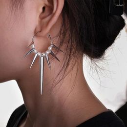 Stud Earrings Grunge Rock Thorn Hoop Stainless Steel Piercing Round Ear Rings Rivets Circle Studs For Women Punk Gothic Jewelry