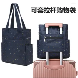 Storage Bags Printed Tote Bag With Large Capacity That Can Be Worn On A Pull Rod Shoulder Portable Short Distance Travel