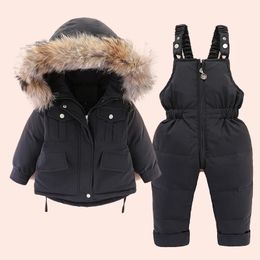 OLEKID Winter Boys Down Jacket Thick Warm Baby Boy Overalls Hooded Girl Outerwear Coat Jumpsuit Suit 14 Years Kid Snowsuit 231220