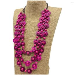 Chains Handmade Vintage Bib Beads Ethnic Customs Neck Jewellery Pendant Necklace Wood