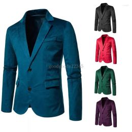 Men's Suits Fashion Velvet Leisure Slim Suit Jacket Casual Man Blazers Coat Men Single Button