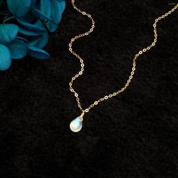 Pendants Lii Ji Moonstone Teardrop American 14K Gold Filled Handmade Necklace Vintage Charm Bijoux Femme Collier