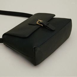 Evening Bags Black Postman Bag Soft Leather Handbag Advanced Sense Shoulder Messenger Commuter Small Square Personalized