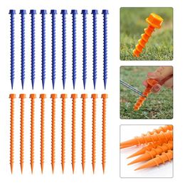 Shelters 10pcs 26cm Outdoor Portable Camping Tent Nails Plastic Threaded Square Nail Mountaineering Tents Floor Nails Pile Tent Accessory