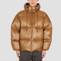 Men's Down Parkas Fashion Down Coat Men's Bright Face Trend Hooded Short Thick Winter Bomber Shiny Puffer Men's Jacket 0POU
