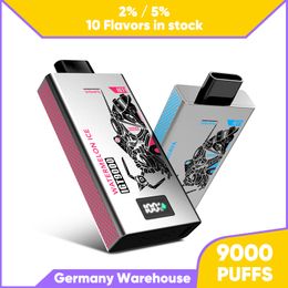 Popular Vapes 9k puffs 9000 Disposable Vape Pod 14ml Pre-filled Vapour Mesh Coil Chargeable Colourful Design LED display screen Portable Vaporizer