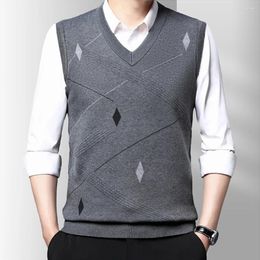 Men's Vests Fashion Slim Fit Sweater Vest Autumn V-Neck Knitted Tank Tops Sleeveless Pullovers Striped Knitwear For Male