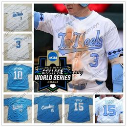 Jam Custom North Carolina Tar Heels UNC Baseball Any Number Name White Blue #15 Michael Busch 19 Aaron Sabato 2019 CWS Men Youth Jersey