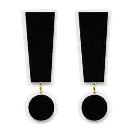 Fashion Super Large Black White Acrylic Symbol Exclamation Point Dangle Earring for Womens Trendy Jewelry Hyperbole Accessories197d