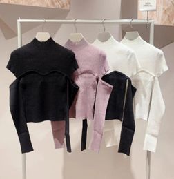 Women's Sweaters Kuzuwata Turtleneck Women Split Patchwork Pull Femme Autumn Winter Jersey Mujer Jumpers Japanese Vintage Long Sleeve