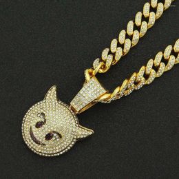Pendant Necklaces Exquisite Fashion Inlaid Zircon Little Devil Smile Necklace Men's Ladies Hip-Hop Rock Trend Jewellery Gifts