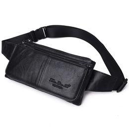 Genuine Leather Fanny Waist Pack Hip Bum Bag for Men Travel Casual Cell Phone Case Real Cowhide Purse Chest Belt 231220
