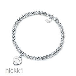 100% Tiff 925 Silver 4mm Round Bead Love Heart-shaped Bracelet Female Thickened Bottom Plating for Girlfriend Souvenir Gift Fashion Charm Jewellery J5BI TJ8M DZAL